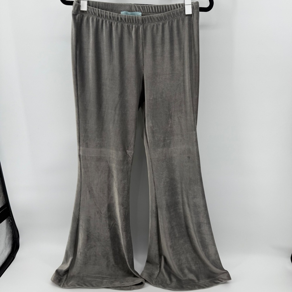 Chatoyants Women's Gray Corduroy Flare Bell Bottom‎ Lounge Pants Size L